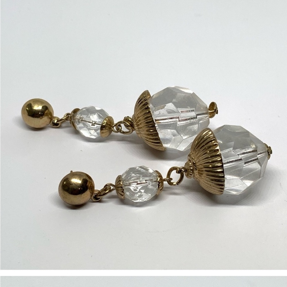 Elegant Gold and Clear Drop Earrings